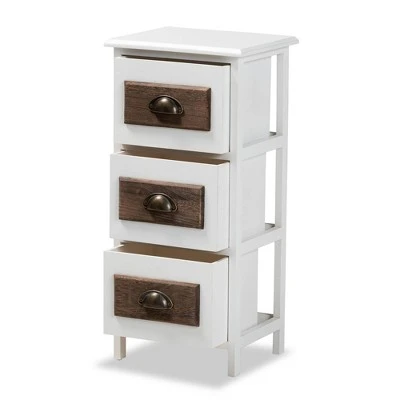 Fanning Two-Tone Wood 3 Drawer Storage Unit White/Brown - Baxton Studio 5 Fanning Two-Tone Wood 3 Drawer Storage Unit White/Brown - Baxton Studio - Image 3
