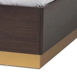 Queen Arcelia Two-Tone Wood Platform Bed Walnut Brown/Gold - Baxton Studio -Home Furniture Shop-Baxton Studio GUEST 333be5b2 8a60 4c47 83d7 7dcb74752a3a