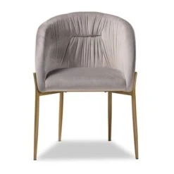 Ballard Velvet Fabric Upholstered Metal Dining Chair - Baxton Studio