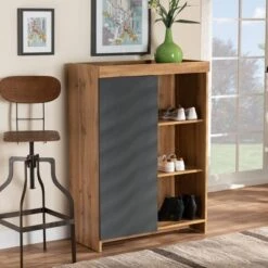 Caspian Wood Shoe Cabinet Gray/Brown - Baxton Studio -Home Furniture Shop-Baxton Studio GUEST 34090b67 c022 4bfe bb1f fd03ecbd9043