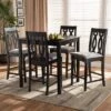 5pc Darcie Upholstered Wood Pub Counter Height Dining Set Gray/Espresso - Baxton Studio -Home Furniture Shop-Baxton Studio GUEST 342e08da e517 4a34 862a 1179b16c1b7e
