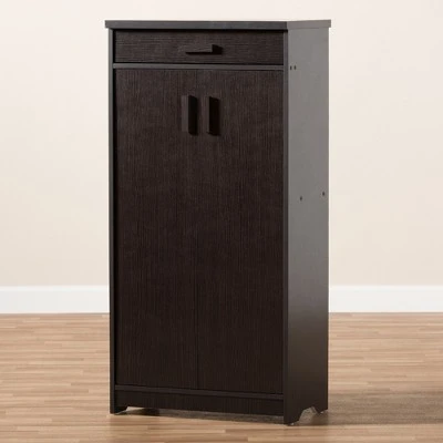 Bienna Modern And Contemporary Finished Shoe Cabinet Dark Brown - Baxton Studio 12 Bienna Modern And Contemporary Finished Shoe Cabinet Dark Brown - Baxton Studio - Image 10