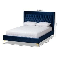 Valery Velvet Platform Bed With Gold - Finished Legs - Baxton Studio 15 Valery Velvet Platform Bed With Gold - Finished Legs - Baxton Studio -Home Furniture Shop-Baxton Studio GUEST 34e74525 1aa1 444a b8ff b97314074142