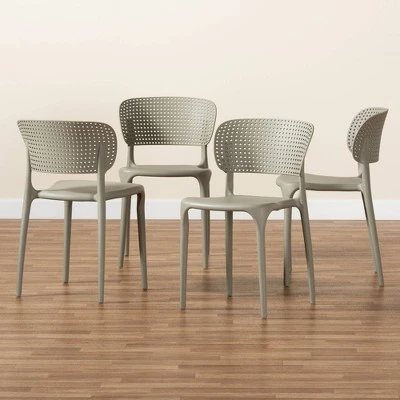 4pc Rae Plastic Stackable Dining Chair Set - Baxton Studio 8 4pc Rae Plastic Stackable Dining Chair Set - Baxton Studio - Image 6