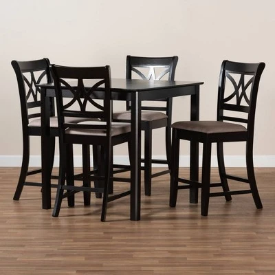 5pc Chandler Pub Dining Set Sand/Espresso - Baxton Studio 8 5pc Chandler Pub Dining Set Sand/Espresso - Baxton Studio - Image 6