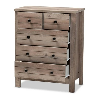 Derek Natural Wood 5 Drawer Chest Brown - Baxton Studio 3 Derek Natural Wood 5 Drawer Chest Brown - Baxton Studio
