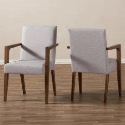 Set Of 2 Andrea Mid - Century Modern Upholstered Wooden Armchair - Grayish Beige - Baxton Studio 10 Set Of 2 Andrea Mid - Century Modern Upholstered Wooden Armchair - Grayish Beige - Baxton Studio -Home Furniture Shop-Baxton Studio GUEST 369f10b0 9cf6 47a4 a257 ead9a167bd3b