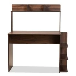 Garnet Wood Desk With Shelves Walnut/Brown - Baxton Studio
