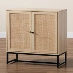 Caterina Wood And Natural Rattan 2 Door Storage Cabinet Natural Brown/Black - Baxton Studio -Home Furniture Shop-Baxton Studio GUEST 3762b66b b2f3 44cb a0ca 80f049813a10