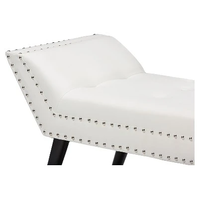 Tamblin Modern And Contemporary Faux Leather Upholstered Large Ottoman Seating Bench - White - Baxton Studio 5 Tamblin Modern And Contemporary Faux Leather Upholstered Large Ottoman Seating Bench - White - Baxton Studio - Image 3