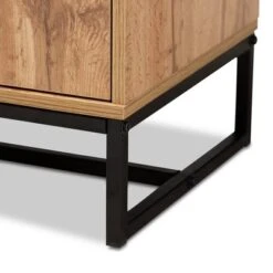 Reid Wood & Metal 3 Drawer Sideboard Buffet Oak/Black - Baxton Studio -Home Furniture Shop-Baxton Studio GUEST 37ac7056 7cee 4872 afed 3f472f539d51