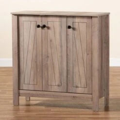 Derek Finished Wood 3 Door Shoe Cabinet Oak - Baxton Studio -Home Furniture Shop-Baxton Studio GUEST 38c9b77e 81f2 405e a18b cec5f65cc46b