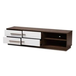 Mette Walnut Finished Wood TV Stand For TVs Up To 63" White - Baxton Studio -Home Furniture Shop-Baxton Studio GUEST 390f7c51 b49b 4455 8c40 3e20890e9846