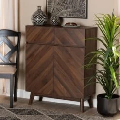Hartman Wood Shoe Cabinet Walnut Brown - Baxton Studio -Home Furniture Shop-Baxton Studio GUEST 3933901d 3b16 4761 b0ae 60cc2ecf9fee