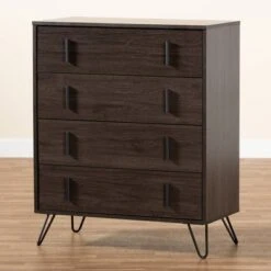 Baldor Wood Metal 4 Drawer Bedroom Chest Dark Brown - Baxton Studio -Home Furniture Shop-Baxton Studio GUEST 39465ac9 093a 45a1 b25b f5f9d3fe2a9f