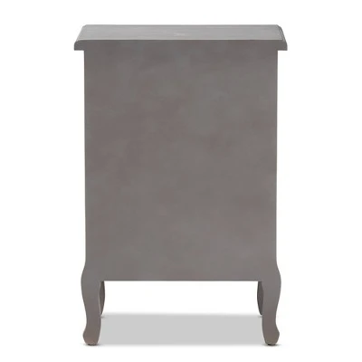 3 Drawer Capucine Finished Wood Nightstand Gray - Baxton Studio 8 3 Drawer Capucine Finished Wood Nightstand Gray - Baxton Studio - Image 6