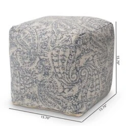 Juvita Handwoven Cotton Paisley Pouf Ottoman - Baxton Studio