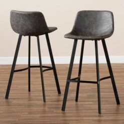 Set Of 2 Tani Faux Leather Upholstered Metal Barstools Gray/Black - Baxton Studio 12 Set Of 2 Tani Faux Leather Upholstered Metal Barstools Gray/Black - Baxton Studio -Home Furniture Shop-Baxton Studio GUEST 39aee863 3bc0 4b0b a86e 9e04e7a6a18d