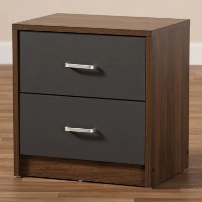 Hansel 2 Drawer And Finished Nightstand Brown/Gray - Baxton Studio 9 Hansel 2 Drawer And Finished Nightstand Brown/Gray - Baxton Studio - Image 7