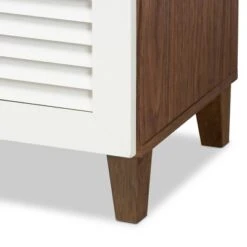 Coolidge 5 Shelf Wood Shoe Cabinet With Drawer White/Walnut - Baxton Studio -Home Furniture Shop-Baxton Studio GUEST 39f748cf 926e 4ce4 b8b4 62d563bb7721