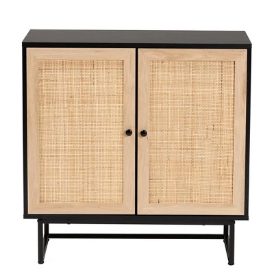 Declan Wood And Natural Rattan 2 Door Storage Cabinet Espresso Brown/Black - Baxton Studio 3 Declan Wood And Natural Rattan 2 Door Storage Cabinet Espresso Brown/Black - Baxton Studio