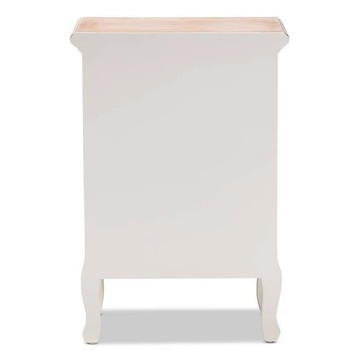 Capucine Two-Tone Natural Whitewashed Oak Finished Wood 3 Drawer Nightstand White - Baxton Studio 8 Capucine Two-Tone Natural Whitewashed Oak Finished Wood 3 Drawer Nightstand White - Baxton Studio - Image 6