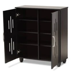 Renley Espresso Wood 2 Door Shoe Storage Cabinet Brown - Baxton Studio