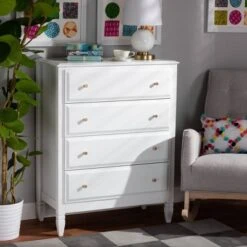 4 Drawer Naomi Wood Bedroom Chest White/Gold - Baxton Studio -Home Furniture Shop-Baxton Studio GUEST 3bd7daa3 4287 4747 8425 1befae4ba6be