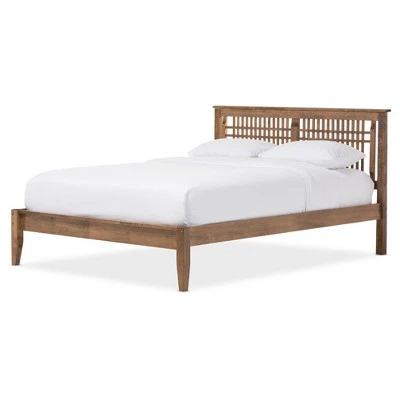 Loafey Mid-Century Modern Solid Wood Window-Pane Style Platform Bed - Baxton Studio 7 Loafey Mid-Century Modern Solid Wood Window-Pane Style Platform Bed - Baxton Studio - Image 5