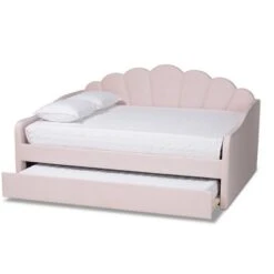 Queen Timila Velvet Fabric Upholstered Daybed With Trundle Light Pink - Baxton Studio 15 Queen Timila Velvet Fabric Upholstered Daybed With Trundle Light Pink - Baxton Studio -Home Furniture Shop-Baxton Studio GUEST 3cfd998d 0811 4024 87b4 af17048d2b81
