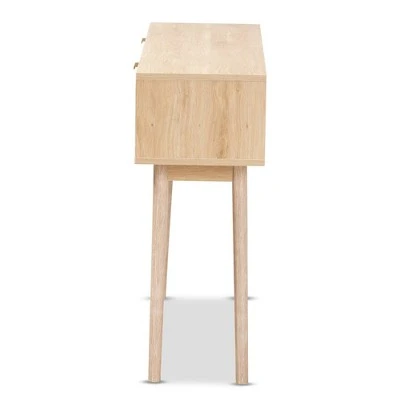 Baird Wood And Rattan 2 Drawer Console Table Brown - Baxton Studio 5 Baird Wood And Rattan 2 Drawer Console Table Brown - Baxton Studio - Image 3