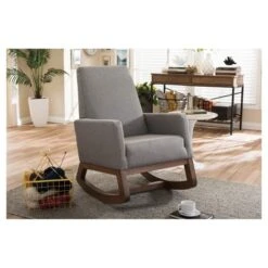Yashiya Mid - Century Retro Modern Fabric Upholstered Rocking Chair - Baxton Studio -Home Furniture Shop-Baxton Studio GUEST 3d862a91 df19 413e b883 54939ac34490