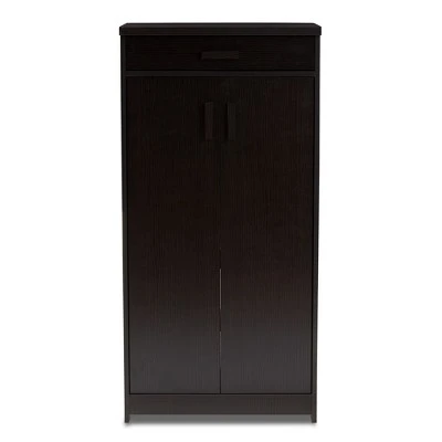 Bienna Modern And Contemporary Finished Shoe Cabinet Dark Brown - Baxton Studio 4 Bienna Modern And Contemporary Finished Shoe Cabinet Dark Brown - Baxton Studio - Image 2