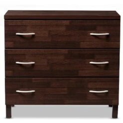 Mayson Modern And Contemporary Wood 3 Drawer Storage Chest Oak Brown Finish - Baxton Studio