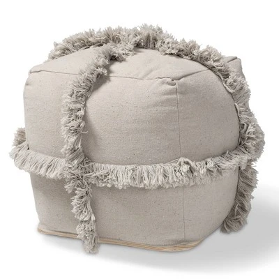 Alfro Handwoven Cotton Fringe Pouf Ottoman - Baxton Studio 8 Alfro Handwoven Cotton Fringe Pouf Ottoman - Baxton Studio - Image 6