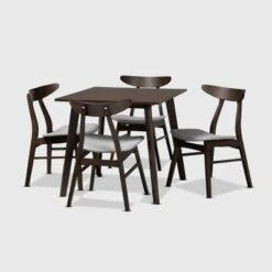 5pc Britte Fabric Upholstered Wood Dining Set - Baxton Studio -Home Furniture Shop-Baxton Studio GUEST 3f569002 a20e 4beb 9625 f4bccc27c5b2