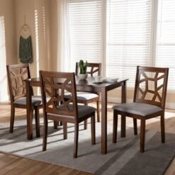 5pc Abilene Walnut Finished Dining Set Gray/Brown - Baxton Studio -Home Furniture Shop-Baxton Studio GUEST 3f8c46a0 b7f2 4c0d b5c2 4887ff12f06b