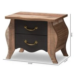 Romilly Country Cottage Farmhouse Oak Finished Wood 2 Drawer Nightstand Black/Brown - Baxton Studio -Home Furniture Shop-Baxton Studio GUEST 3fa820e7 b57c 43b9 bd95 1b3f2ad18257