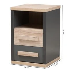 Pandora Modern And Contemporary Two-Tone 2 Drawer Nightstand Dark Gray - Baxton Studio -Home Furniture Shop-Baxton Studio GUEST 3fa85433 a09a 43e6 baf7 901c2b0e215f