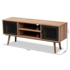 Yuna Natural Wood And Metal 2 Door TV Stand For TVs Up To 40" Brown/Black - Baxton Studio -Home Furniture Shop-Baxton Studio GUEST 3fe403c6 0e27 4274 be0b 4c996ea6149b
