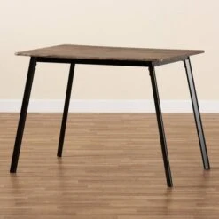 Calder Wood And Metal Dining Table Walnut Brown/Black - Baxton Studio -Home Furniture Shop-Baxton Studio GUEST 40333ceb 1372 4c68 800c 12d2c32087e3