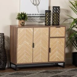 Josephine Two-Tone Wood And Metal 3 Door Sideboard Walnut Brown/White/Black - Baxton Studio 12 Josephine Two-Tone Wood And Metal 3 Door Sideboard Walnut Brown/White/Black - Baxton Studio -Home Furniture Shop-Baxton Studio GUEST 4034792b a585 45b8 8eff 69ce93b33fb4