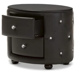 Davina Hollywood Glamour Style Oval 2 - Drawer Faux Leather Upholstered Nightstand - Baxton Studio 10 Davina Hollywood Glamour Style Oval 2 - Drawer Faux Leather Upholstered Nightstand - Baxton Studio -Home Furniture Shop-Baxton Studio GUEST 415a5a92 2e1c 43e0 b15e 7d43e4a7810d