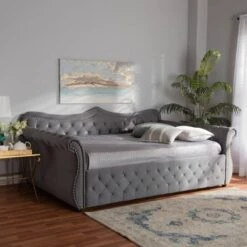 Abbie Velvet Fabric Upholstered Crystal Tufted Daybed - Baxton Studio 14 Abbie Velvet Fabric Upholstered Crystal Tufted Daybed - Baxton Studio -Home Furniture Shop-Baxton Studio GUEST 416a856b 1c6d 4a0b acdb a6cfaf393ef6