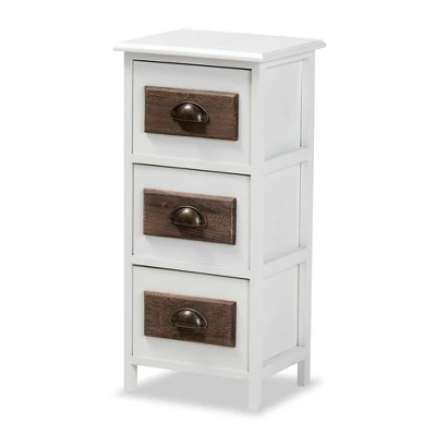 Fanning Two-Tone Wood 3 Drawer Storage Unit White/Brown - Baxton Studio 4 Fanning Two-Tone Wood 3 Drawer Storage Unit White/Brown - Baxton Studio - Image 2