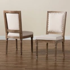Set Of 2 Louane Fabric Upholstered And Wood Dining Chairs - Baxton Studio -Home Furniture Shop-Baxton Studio GUEST 42cd93d2 fefa 40ba 8fb6 458712f690ce
