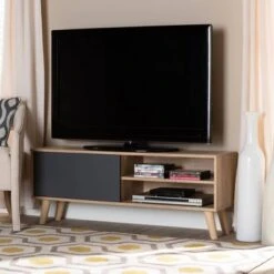 Mallory Two-Toned Oak Wood TV Stand For TVs Up To 55" Oak/Gray - Baxton Studio 12 Mallory Two-Toned Oak Wood TV Stand For TVs Up To 55" Oak/Gray - Baxton Studio -Home Furniture Shop-Baxton Studio GUEST 42e3fb68 b02b 45ff 8514 19d4f47a7f74