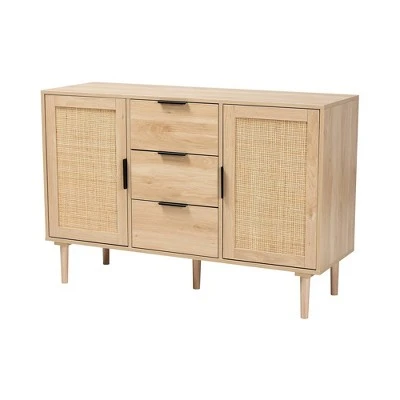 Harrison Wood And Rattan 3 Drawer Sideboard Dining Cabinet Natural Brown/Black - Baxton Studio 3 Harrison Wood And Rattan 3 Drawer Sideboard Dining Cabinet Natural Brown/Black - Baxton Studio