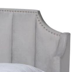 King Adelie Velvet Wingback Platform Bed Light Gray/Walnut - Baxton Studio 10 King Adelie Velvet Wingback Platform Bed Light Gray/Walnut - Baxton Studio -Home Furniture Shop-Baxton Studio GUEST 432250d8 78d5 4107 90df 643cb310ea5e