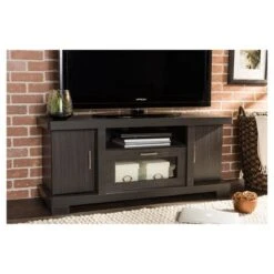 Viveka 2 Door TV Stand For TVs Up To 46" Dark Brown - Baxton Studio -Home Furniture Shop-Baxton Studio GUEST 435f20e8 d4e6 41fd b45b 75af7babf10c